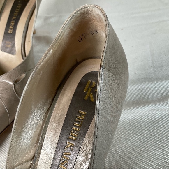 Peter Kaiser Pointed Toe Kitten Heels Cutout  Details Pewter Grey Size 7.5 - Picture 7 of 10